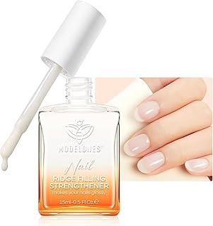 Modelones 15ml 8-in-One Nail Ridge Filler Strengthener Base Coat Nail Polish from BELLE GAGA Repair Nail Growth Treatment for Thin and Damaged Nails (Pearl White, 15ml)