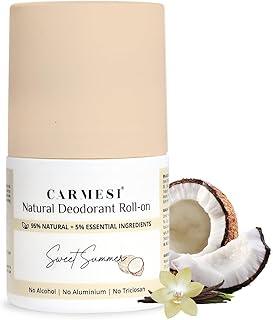 Carmesi Natural Underarm Roll On Deodorant for Women | 95% Natural + 5% Essential Ingredients | For Fresh Underarms All Day | No Alcohol & Aluminium | Sweet Summer | 50 ml