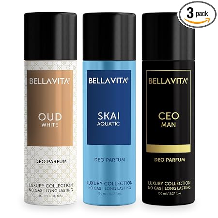 Bella Vita Luxury Woody Body Parfum Deo Spray Combo Pack Of 3 X 150 Ml, No Gas Long Lastin