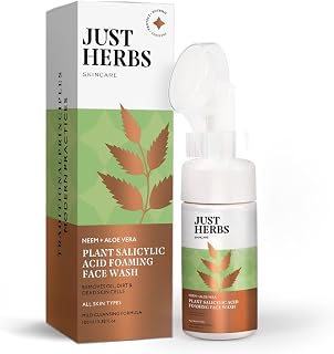 Just Herbs Neem and Aloe Vera Plant Salicylic Acid Foaming Face Wash for Men & Women 100 ml