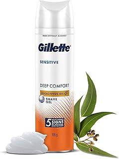 Gillette Sensitive Shave Gel, Deep Comfort | 0% Paraben | 195 grams, White