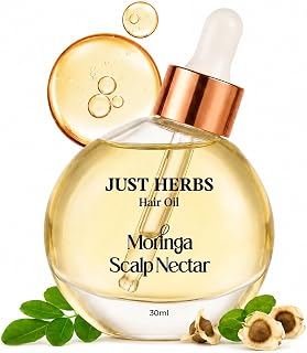 Just Herbs Hair Oil Moringa Scalp Nectar | 99% Active Oil Infused | Silicone Free, Paraben Free, | Damage Repair, Hair Bre