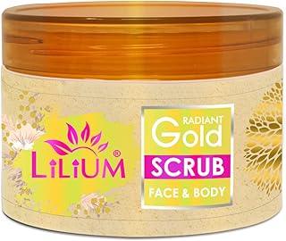 Lilium Radiant Gold Face & Body Scrub, 250g, With Gold Dust & Olive Oil