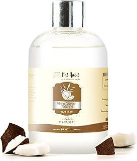 Nat Habit 100% Pure Virgin Coconut Baby Oil For Baby Skin & Hair, Enriched With Vit E & Omega-3, 6 Non-Refined, LLP Free, Chemical & Preservative Free - 200 ml