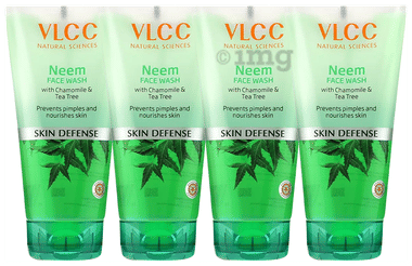 VLCC Neem Face Wash (150ml Each) Chamomile combo pack of 4 tubes