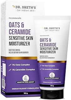 Dr. Sheth's Oats & Ceramide Sensitive Skin Moisturizer | Oil-Free | 1% Oats Complex & 1% Ceramide Complex | Soothes & Reduces Irritation | Strengthens Skin Barrier | Light Weight, Non-Sticky | Men & Women | 100 g