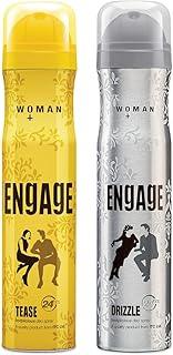 Engage New Metal Range Drizzle Deodorant Spray for Women, 150ml/100g and Tease Deodorant for Women, 150ml/100g