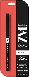 ZM Zayn & Myza Blink It Kajal - 24 hour long lasting, Smudge proof, Waterproof With Rosehip Oil, Jet Black, 0.35 g