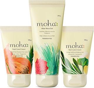Moha Herbal Aloe Vera gel 200gm, Foot Cream 100gm and Nail Care Cream 100gm | Skincare Products | Combo Pack of 3