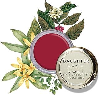 DAUGHTER EARTH Vegan Lip and Cheek Tint | Matte Natural Blush for Women | Lip Tint with Vitamin E | Nourishing Cheek Tint, 4.5g - Rouge Rose
