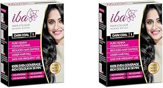 Iba Hair Colour For Women - Dark Coal, 70G | 100% Pure Henna Based Powder Sachet | Natural Hair Colour & Long Lasting With Conditioning Formula | Reduced Hair Fall & Hair Damage