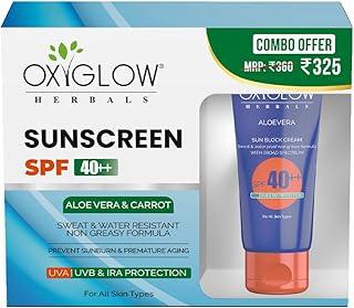 OxyGlow Herbals Sunscreen Combo SPF 40++ 60g with Neem Tulsi Face Wash 100g| Sweat & Water Resistance|Non Greasy Formula|Prevent Sun Burn|UVB & IRA Protection|All Skin Type