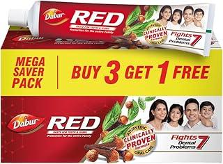 Dabur Red Toothpaste - 600g (150g x 4) | Ayurvedic Paste | Provides Germ Protection, Cavity Protection, Plaque Removal | Prevents Gum Bleeding, Yellow Teeth, Toothache, Bad Breath