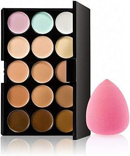 Zirak 15 Colors Cream Contour Concealer Palette with 1 Flawless Makeup Foundation Puff Shimmering