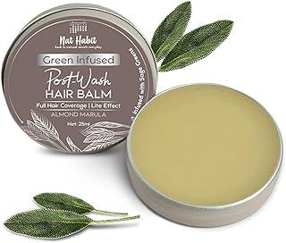 Nat Habit Almond Marula Hair Balm For Men & Women Split Ends, Smoothening, Straightening, Conditioning & Frizzy Hair- Infused with Sage Leaves & Oils (Pack of 1, 25ml)
