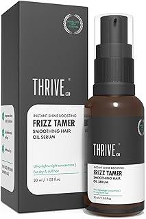 ThriveCo Frizz Tamer Smoothing Hair Oil Serum | For Smooth & Frizz-Free Hair | Gives Shine Up To 12 Hours | Hydrates Frizzy, Dry & Dull Hair | With Jojoba Oil, Mahua Oil | For Men & Women | 30ml