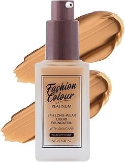 Fashion Colour Platinum 24H Long-Wear Liquid Foundation With Skincare | Professional Use | Waterproof Formula | Silky Texture | Foundation for Women Dry Skin | (MOCHA, 30g)