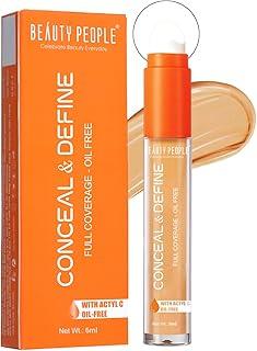 Beauty People Conceal & Define Liquid Concealer with full coverage|Oil Free|Smooth & Seamless blending concealer|Matte Finish concealer for Dark circles & Spots|Suitable to all skin tones (Natural Beige, 6 ML)