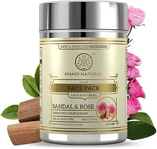 Khadi Natural Sandal and Rose Herbal Face Pack, 50g| Face Pack for Controlling Excess Oil | Natural Face Pack for Acne | Herbal Face Pack for Glowing Skin | Suitable for All Skin Types