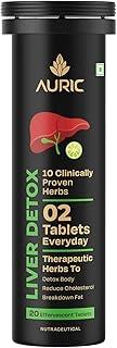 Auric Liver Detox Supplement | 20 Tablets Fizzy Water with 10 Ayurvedic Herbs | Clinically Researched Therapeutic Ingredients | Drop, Dissolve, Fizz, Drink