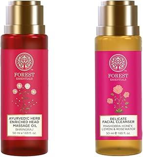 Forest Essentials Travel Size Head Massage Oil (50ml) Bhringraj and Mashobra Honey Facial Cleanser (150ml) for Dry Skin
