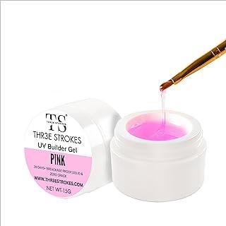 THR3E STROKES Builder Nail Gel, Gel Builder 15ml for Nails, Hard Gel Builder Nail Strengthener Extension Gel Nail Polish Rhinestone False Nail Tips Glue Gel in a Bottle (PINK)