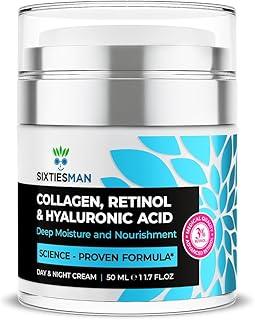Sixtiesman Face Moisturizer Collagen Cream - Anti Aging Neck and Décolleté - Day & Night Face Cream - Moisturizing, Lifting & Recovery - 50ml