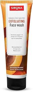 Sirona Exfoliating Face Wash & Scrub for Men & Women – 125 ml | Natural Face Cleanser with Apricot & Mint | Hydrating, Anti-Aging, Fights Acne & Blackheads | For All Skin Types, Daily Use