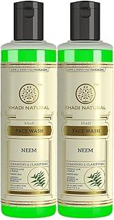Khadi Natural Ayurvedic Neem Face Wash | Anti-Acne Cleanser for Acne-Prone Skin | Neem-Powered & Paraben-Free Formula | Suitable for All Skin Types | Pack of 2 - (210 ml x 2) (420 ml)