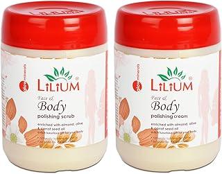 Lilium Body Polishing Scrub and Cream (900g Each) For Dull & Uneven Skin Tone | Remove Dirt & Dead Skin |Improve Skin Texture | Soft & Smooth Skin| For Men & Women | All Skin Types,Pack of 2