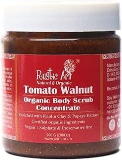 Rustic Art Tomato Walnut Body Scrub Organic Concentrate | For Soft, Supple & Glowing Skin | Removes Tan, Ingrown Hair & Dead Skin | Foaming Scrub | For Women & Men | (200g)