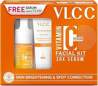 VLCC Vitamin C Serum Facial Kit - 58g | Skin Brightening Facial Kit | Skin Brightening Facial at Home | Fades Spots and Dullness | Vitamin C, Hyaluronic Acid & Ferulic Acid