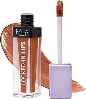Mila Beauté Locked In Lips Transfer Proof Liquid Lipstick | 12 Hrs Non Transfer | Highly Pigmented and Hydrating | Transfer Proof Formula with Hyaluronic Acid | Smooth Glide Application - (Toffee, 4.5 ml)