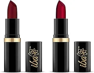 Iba Halal Care Pure Lips Moisturizing Lipstick Shade - A72, Maroon Burst, 4g and Halal Care Pure Lips Moisturizing Lipstick Shade - A65 Ruby Touch, 4g (Matte Finish)