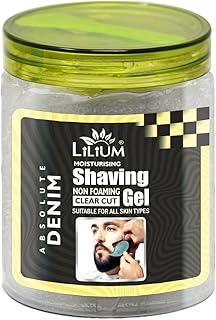 Lilium Non Foaming Absolute Denim Shaving Gel 500ml | Moisturizing & Clear Cut | Silky Smooth & Irritation-Free Shaves | Soothing Effect, Suitable for All Skin Types