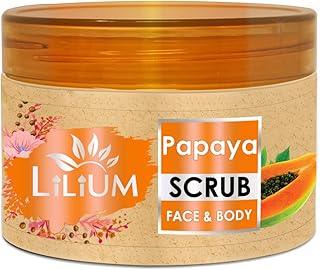 Lilium Skin Smoothening Face & Body Papaya Scrub, 250g With Papaya Extracts & Almond Oil