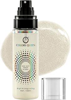 Colors Queen Gold Glow Makeup Fixer Spray – 100 ml | Long Lasting Makeup Setting Spray for Face Makeup | Lightweight & Non Greasy Makeup fixer Spray after Makeup, Infused with Aloe Vera Extracts