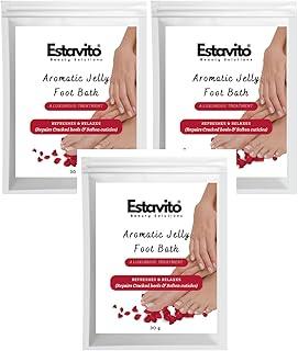 ESTAVITO Jelly soothing Foot Bath With Rose Petals 30gms (Pack of 3) |REPAIRS CRACKED HEELS AND SOFTENS CUTICLES|