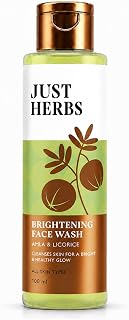 Just Herbs Brightening Face Wash with Vitamin C Amla & Liquorice Root for Men & Women | Hydrates Skin, Reduces Hyperpigmen