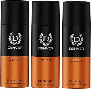 DENVER G O A T Black Code Deo -150ML Each (Pack of 3)| Long Lasting Deodorant Spray For Men