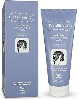Teenilicious Hand Cream for Women | Winter Cream for Dry and Rough Hand | Avocado Oil & Vanilla | Vegan | Free from Alcohol, Silicones, Paraben & Sulphates | All Skin Type Moisturizing Cream - 60gm