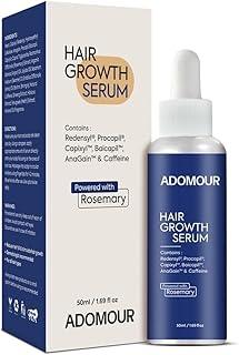 Adomour Hair Growth Serum with Rosemary, Redensyl, Procapil, Strengthens Hair Roots & Improves Hair Density | Hair regrowth & Hair fall control serum for Men & Women | Natural DHT Blocker | 50ml