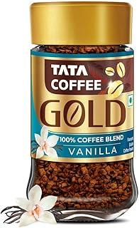 Tata Coffee Gold, Vanilla Flavoured Coffee, 50g Jar, Instant Coffee Powder, Freeze Dried Coffee, Full bodied Taste & Rich Aroma