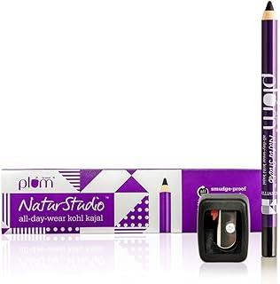 Plum Bundle Of Natur Studio All Day Wear Kohl Kajal With Sharpener, Matte Finish - Black, 1.2g