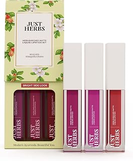 Just Herbs Herb Enriched Matte Liquid Lipstick | Set of 3 | Liquid Lipstick for Women | Bright Look | Hydrating & Lightwei