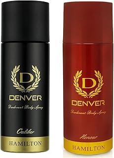 DENVER Honour & Caliber Deodorant Spray - For Men (165ML Each, Pack of 2) | Long Lasting Deo Body Spray for Men