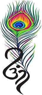 VANVATI Peacock Feather With Om Sticker Temporary Tattoo Sticker For Male And Female Tattoo Sticker