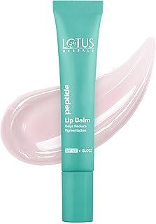 Lotus Herbals Peptide Lip Balm with SPF 15 for Dry and Chapped Lips, Repairs and Plumps Skin, Glossy Finish, With Hyaluronic Acid and Vitamin E, No Tint, Vanilla Scent, Vegan, For Men and Women (Transparent, 10gm)