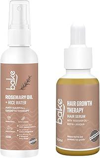 BAKE Rosemary Oil Hair Growth Serum Spray with Rice Water & Methi Dana | For Hair Fall, Hair Regrowth & Keratin Treated | Strengthen Hair Follicles | For Women & Men | 100ml (Hair Growth Combo - Spray & Nourish)