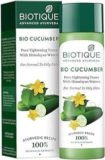 Biotique Cucumber Pore Tightening Toner| Ayurvedic and Organically Pure| Maintains Skin’s Natural pH |100% Botanical Extracts| Suitable for Normal & Oily Skin Types| 120mL